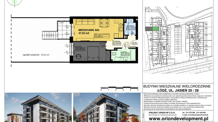Rzut - Mieszkanie na sprzedaż 2 pokoje o powierzchni 46,87 m² - numer A04 w Duo Park