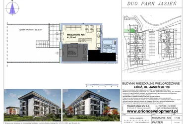 Rzut - Mieszkanie na sprzedaż 2 pokoje o powierzchni 41,97 m² - numer A05 w Duo Park