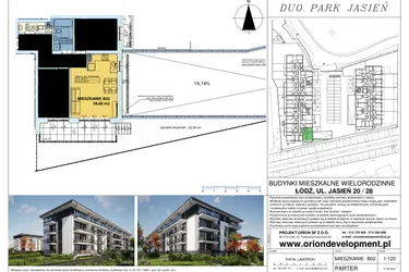 Rzut - Mieszkanie na sprzedaż 2 pokoje o powierzchni 59,68 m² - numer B02 w Duo Park