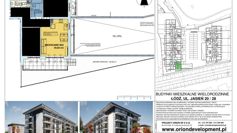 Rzut - Mieszkanie na sprzedaż 2 pokoje o powierzchni 59,68 m² - numer B02 w Duo Park