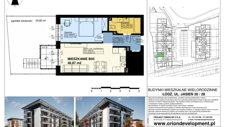 Rzut - Mieszkanie na sprzedaż 2 pokoje o powierzchni 46,87 m² - numer B05 w Duo Park