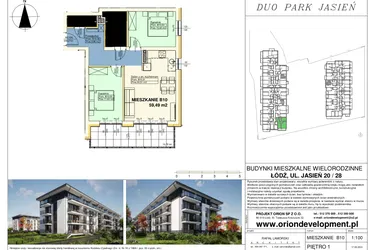 Rzut - Mieszkanie na sprzedaż 1 pokój o powierzchni 59,49 m² - numer B10 w Duo Park