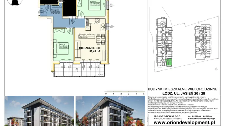 Rzut - Mieszkanie na sprzedaż 1 pokój o powierzchni 59,49 m² - numer B10 w Duo Park