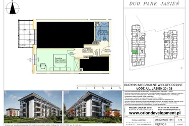 Rzut - Mieszkanie na sprzedaż 2 pokoje o powierzchni 46,64 m² - numer B14 w Duo Park