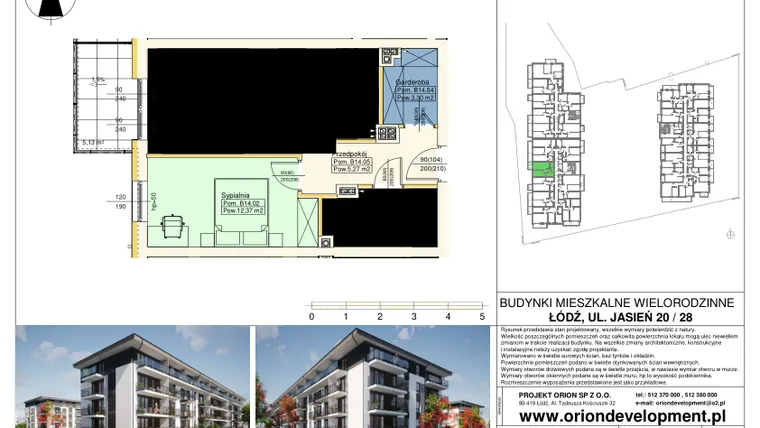Rzut - Mieszkanie na sprzedaż 2 pokoje o powierzchni 46,64 m² - numer B14 w Duo Park