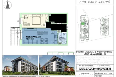 Rzut - Mieszkanie na sprzedaż 2 pokoje o powierzchni 46,96 m² - numer A10 w Duo Park