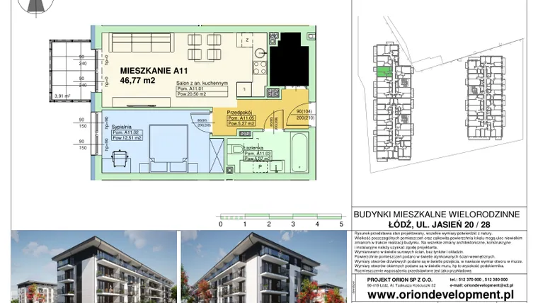 Rzut - Mieszkanie na sprzedaż 2 pokoje o powierzchni 46,77 m² - numer A11 w Duo Park