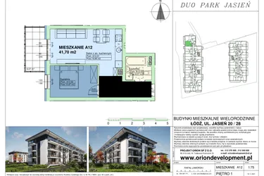 Rzut - Mieszkanie na sprzedaż 2 pokoje o powierzchni 41,7 m² - numer A12 w Duo Park
