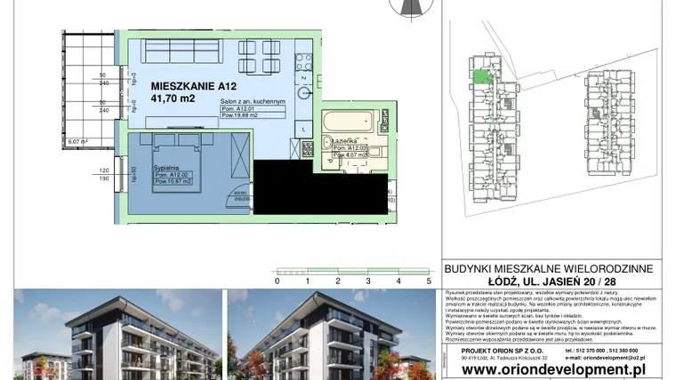 Rzut - Mieszkanie na sprzedaż 2 pokoje o powierzchni 41,7 m² - numer A12 w Duo Park