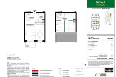 Rzut - Mieszkanie na sprzedaż 3 pokoje o powierzchni 54,51 m² - numer 3A_31 w Nowa Północ etap 2
