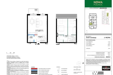 Rzut - Mieszkanie na sprzedaż 3 pokoje o powierzchni 62,05 m² - numer 3A_36 w Nowa Północ etap 2
