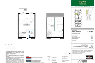 Rzut - Mieszkanie na sprzedaż 3 pokoje o powierzchni 63,33 m² - numer 4B_19 w Nowa Północ etap 2