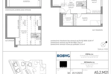 Rzut - Mieszkanie na sprzedaż 4 pokoje o powierzchni 76,35 m² - numer A5.2M01 w ROSA Residence
