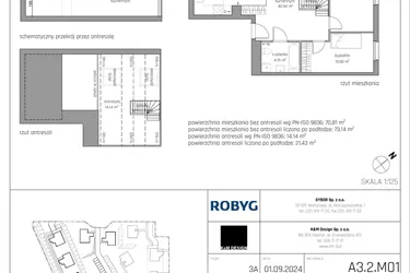 Rzut - Mieszkanie na sprzedaż 4 pokoje o powierzchni 84,78 m² - numer A3.2M01 w ROSA Residence