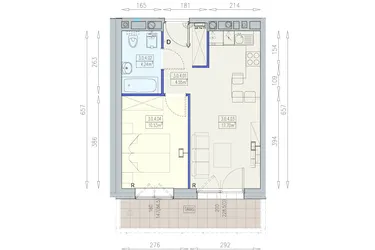 Rzut - Mieszkanie na sprzedaż 2 pokoje o powierzchni 37,02 m² - numer K1 3/0/4/2a w Południk 17 - budynek K1
