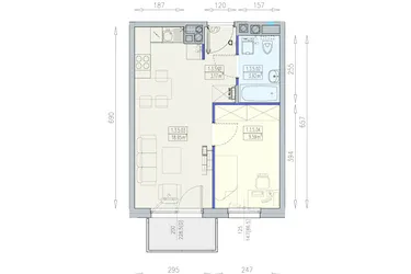 Rzut - Mieszkanie na sprzedaż 2 pokoje o powierzchni 35,63 m² - numer K1 1/3/5/2a w Południk 17 - budynek K1