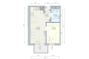 Rzut - Mieszkanie na sprzedaż 2 pokoje o powierzchni 35,62 m² - numer K1 2/3/4/2a w Południk 17 - budynek K1