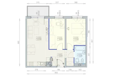 Rzut - Mieszkanie na sprzedaż 3 pokoje o powierzchni 54,49 m² - numer K1 1/4/3/3a w Południk 17 - budynek K1