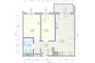Rzut - Mieszkanie na sprzedaż 3 pokoje o powierzchni 54,24 m² - numer K1 1/4/12/3a w Południk 17 - budynek K1