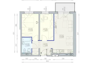 Rzut - Mieszkanie na sprzedaż 3 pokoje o powierzchni 53,82 m² - numer K1 2/4/7/3a w Południk 17 - budynek K1