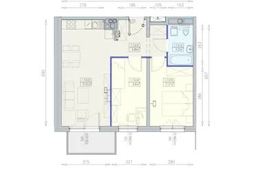 Rzut - Mieszkanie na sprzedaż 3 pokoje o powierzchni 54,24 m² - numer K1 1/7/6/3a w Południk 17 - budynek K1