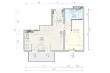 Rzut - Mieszkanie na sprzedaż 2 pokoje o powierzchni 39,26 m² - numer K1 1/7/7/2a w Południk 17 - budynek K1