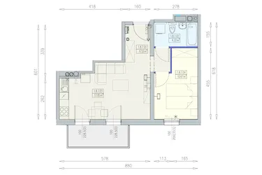 Rzut - Mieszkanie na sprzedaż 2 pokoje o powierzchni 39,26 m² - numer K1 1/8/7/2a w Południk 17 - budynek K1