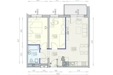 Rzut - Mieszkanie na sprzedaż 3 pokoje o powierzchni 54,24 m² - numer K1 1/8/12/3a w Południk 17 - budynek K1