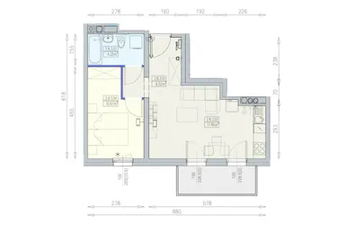 Rzut - Mieszkanie na sprzedaż 2 pokoje o powierzchni 39,26 m² - numer K1 2/8/3/2a w Południk 17 - budynek K1