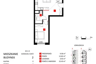 Rzut - Mieszkanie na sprzedaż 2 pokoje o powierzchni 48,75 m² - numer AJ_11A/5 w Apartamenty Jeździecka