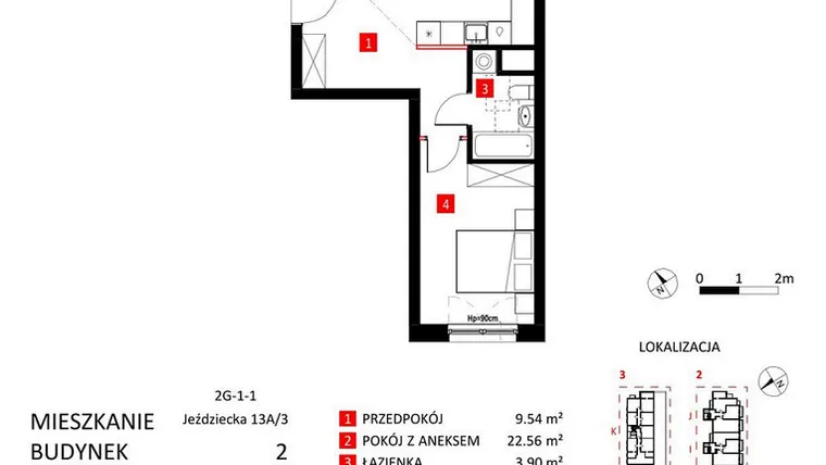Rzut - Mieszkanie na sprzedaż 2 pokoje o powierzchni 48,79 m² - numer AJ_13A/3 w Apartamenty Jeździecka