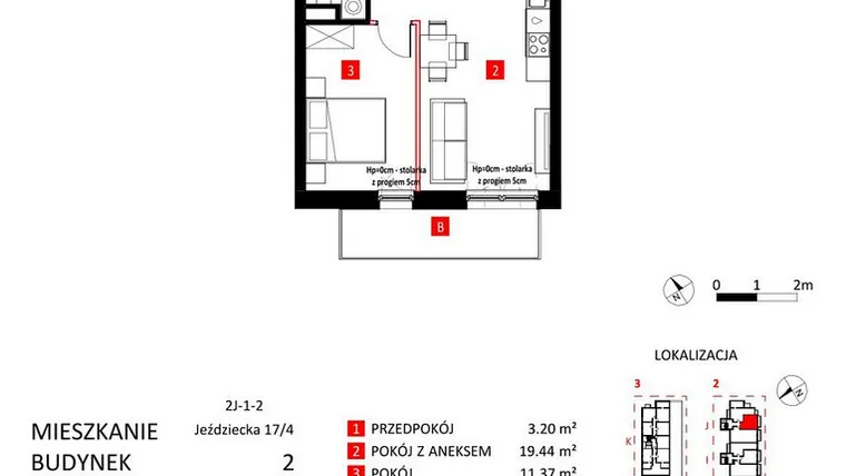 Rzut - Mieszkanie na sprzedaż 2 pokoje o powierzchni 38,27 m² - numer AJ_17/4 w Apartamenty Jeździecka