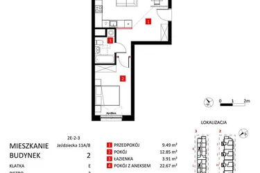 Rzut - Mieszkanie na sprzedaż 2 pokoje o powierzchni 48,92 m² - numer AJ_11A/8 w Apartamenty Jeździecka