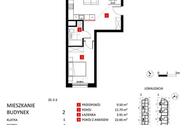 Rzut - Mieszkanie na sprzedaż 2 pokoje o powierzchni 48,92 m² - numer AJ_11A/11 w Apartamenty Jeździecka