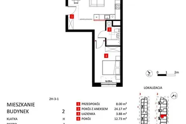 Rzut - Mieszkanie na sprzedaż 2 pokoje o powierzchni 48,78 m² - numer AJ_15/9 w Apartamenty Jeździecka