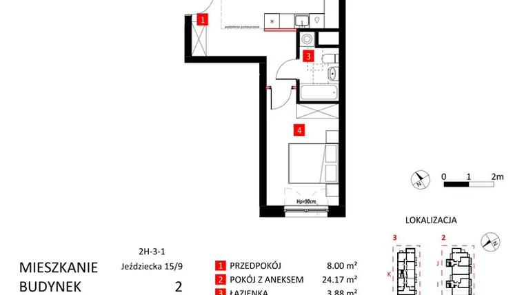 Rzut - Mieszkanie na sprzedaż 2 pokoje o powierzchni 48,78 m² - numer AJ_15/9 w Apartamenty Jeździecka