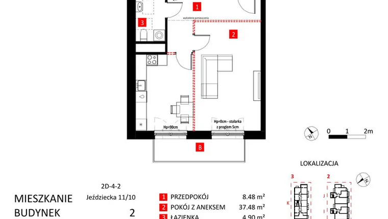 Rzut - Mieszkanie na sprzedaż 2 pokoje o powierzchni 66,11 m² - numer AJ_11/10 w Apartamenty Jeździecka