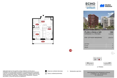 Rzut - Mieszkanie na sprzedaż 2 pokoje o powierzchni 36,49 m² - numer A.189 w Modern Mokotów etap 1 budynek A, B1 i B2