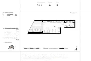 Rzut - Mieszkanie na sprzedaż 1 pokój o powierzchni 89,88 m² - numer B.M.19 w VIDOK
