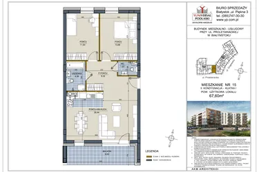 Rzut - Mieszkanie na sprzedaż 3 pokoje o powierzchni 67,6 m² - numer 15 w Perła Śródmieścia