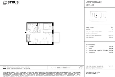Rzut - Mieszkanie na sprzedaż 2 pokoje o powierzchni 32,46 m² - numer 6.A30-341 w Jurowiecka 22