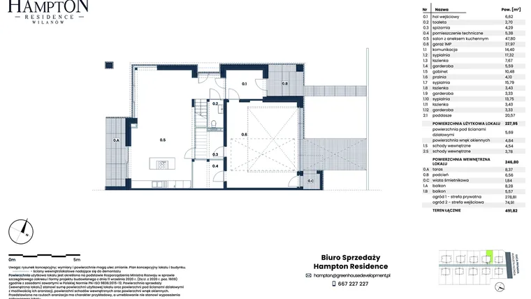 Rzut - Dom na sprzedaż 4 pokoje o powierzchni 227,95 m² - numer HB2B w Hampton Residence Wilanów