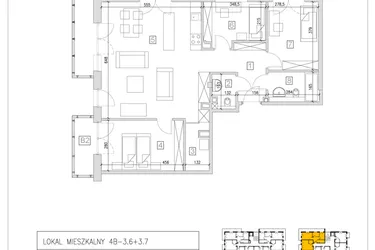 Rzut - Mieszkanie na sprzedaż 4 pokoje o powierzchni 85,4 m² - numer 4B-3.6+3.7 w Gardenia Pogodno