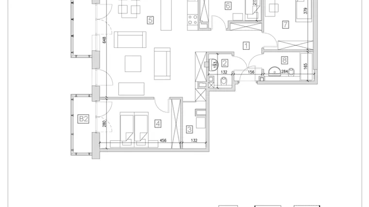 Rzut - Mieszkanie na sprzedaż 4 pokoje o powierzchni 85,4 m² - numer 4B-3.6+3.7 w Gardenia Pogodno