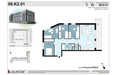 Rzut - Mieszkanie na sprzedaż 5 pokoi o powierzchni 88,34 m² - numer 193 w Langiewicza 37