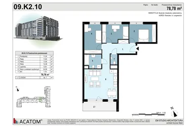 Rzut - Mieszkanie na sprzedaż 4 pokoje o powierzchni 78,84 m² - numer 213 w Langiewicza 37