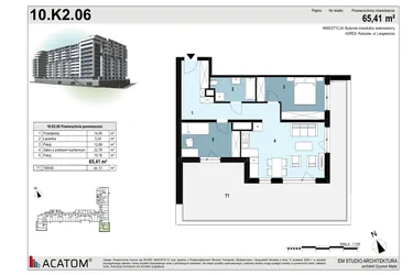 Rzut - Mieszkanie na sprzedaż 3 pokoje o powierzchni 65,24 m² - numer 219 w Langiewicza 37