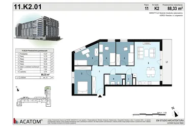 Rzut - Mieszkanie na sprzedaż 5 pokoi o powierzchni 88,3 m² - numer 223 w Langiewicza 37