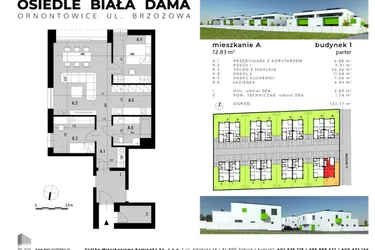 Rzut - Mieszkanie na sprzedaż 3 pokoje o powierzchni 67,46 m² - numer A.1 w Osiedle "Biała Dama"