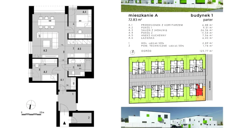 Rzut - Mieszkanie na sprzedaż 3 pokoje o powierzchni 67,46 m² - numer A.1 w Osiedle "Biała Dama"